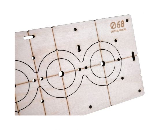 Шаблон для сверления подрозетников на 4 отверстия, 68 мм, толщина 8 мм, расстояние 71 мм РОТОР 4Shablon-v3-68 – изображение 2