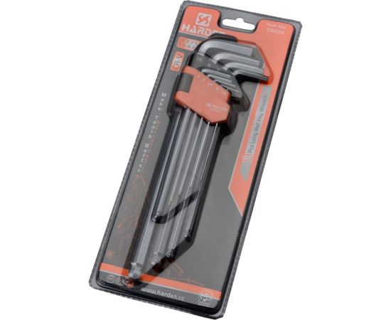 Набор имбусовых ключей HARDEN HEX, с шарообразной головкой, 23 см, CRV, 9 шт. 540609 – изображение 2