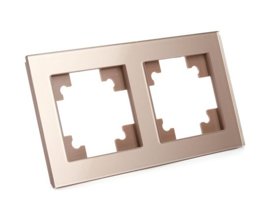 Горизонтальная 2-местная рамка STEKKER серия Катрин, стеклянная, GFR00-7002-02, шампань 39528 – изображение 7