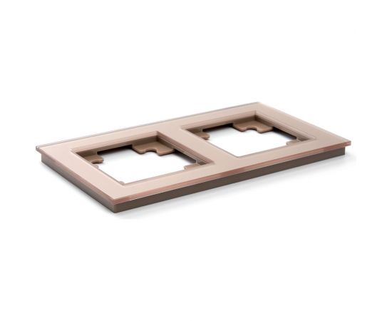 Горизонтальная 2-местная рамка STEKKER серия Катрин, стеклянная, GFR00-7002-02, шампань 39528 – изображение 6