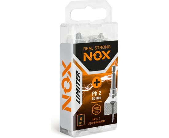 Бита LIMITER Рh2х50 мм, E6.3, 4 шт, бокс NOX 340250 