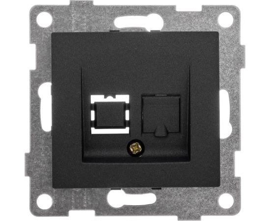 Механизм компьютерной розетки GUSI ELECTRIC Bravo RJ45, одинарной, СУ, графит С10К1-010 