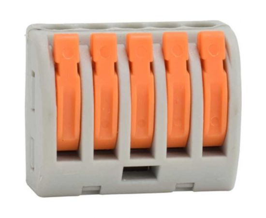 Строительно-монтажная клемма ЕТР смк 222-415 с рычагом, 5 отверстий 0,08-2,5 мм2, 5 шт/уп 40441 