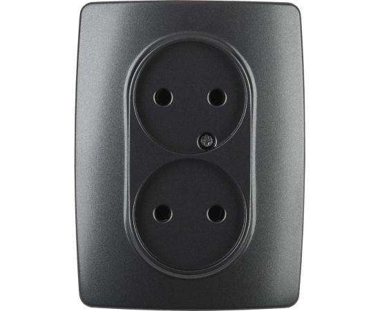 Розетка ЭРА 12-2107-05 2X2P, 16A-250В, IP20, 12, антрацит Б0031242 