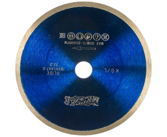 Диск алмазный сплошная кромка KG/L по керамограниту (180х22.2 мм) MESSER 01-27-180 – изображение 5