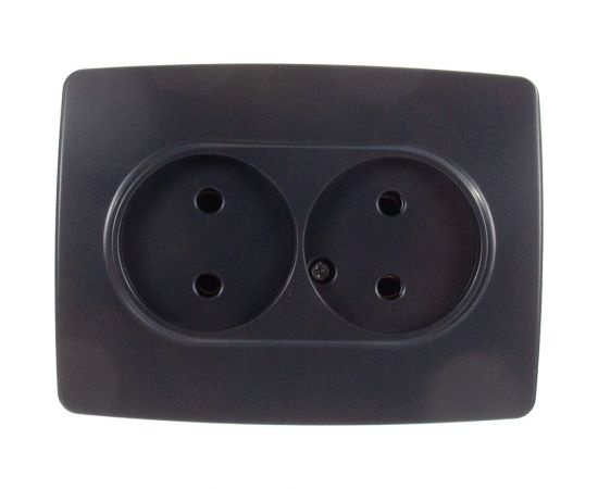 Розетка ЭРА 12-2107-05 2X2P, 16A-250В, IP20, 12, антрацит Б0031242 – изображение 2