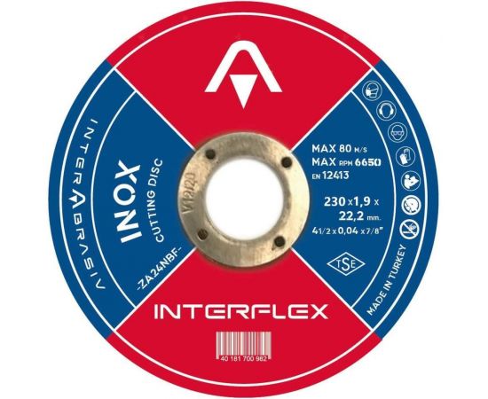 Круг отрезной по нержавеющей стали Inox 230х1.9х22.23 мм Interflex 4687202817986 