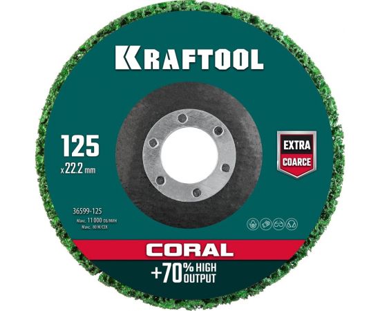 Полимерно-шлифовальный синтетический абразивный круг KRAFTOOL Coral 125x22.2 мм 36599-125 