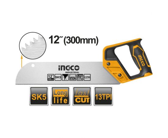 Ножовка по дереву INGCO 300 мм INDUSTRIAL HMBSB3028 – изображение 3