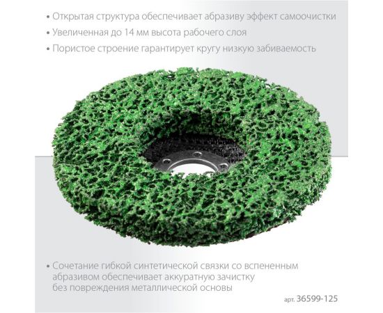 Полимерно-шлифовальный синтетический абразивный круг KRAFTOOL Coral 125x22.2 мм 36599-125 – изображение 4