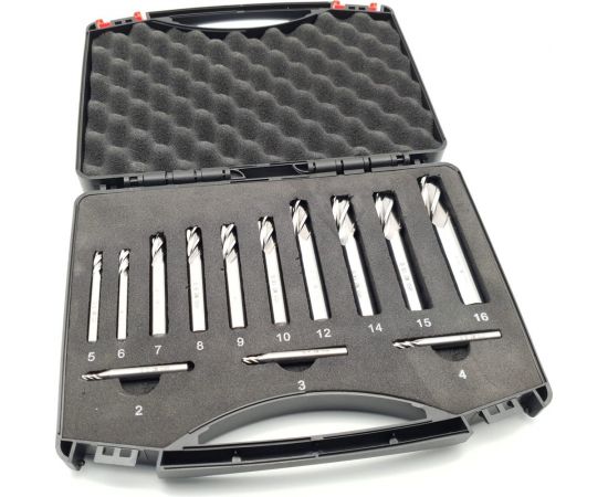 Комплект фрез HSS, 4-х перые, 13 шт (2, 3, 4, 5, 6, 7, 8, 9, 10, 12, 14, 15, 16 мм) ТЕХНОРЕАЛ МА400053015 