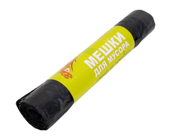 Мешки для мусора 30 л, 15 шт, с тесьмой для затягивания, черные, ролик Золушка 9312 – изображение 3