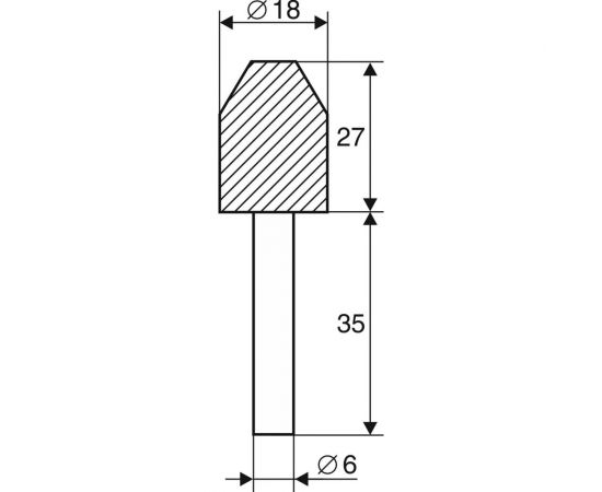 Шарошка абразивная цилиндр со скосом 18x27 мм, К60, хв-к 6 мм Энкор 21658 – изображение 2