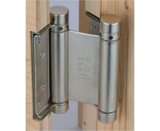 Барная пружинная петля двойного действия ALDEGHI LUIGI SPA 100х37х33 мм, цвет: латунь, к-т: 2 шт + ключ с декоративными шурупами 101AO100B2 – изображение 4