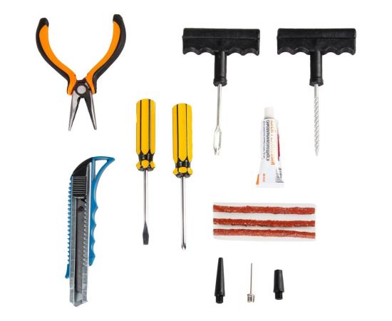 Компрессор AIRLINE TORNADO S с комплектом инструментов, в кейсе, 2 отвертки, ремкомплект для бескамерных шин, нож, плоcкогубцы CA-020-01N – изображение 4