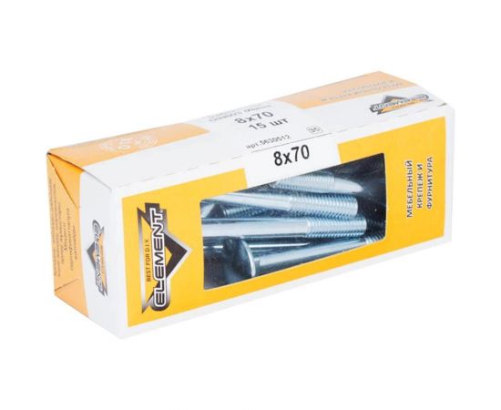 Мебельный болт Element DIN 603 8x70 белый цинк 15 шт 102790 – изображение 3