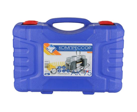Компрессор Nova Bright АК-75 двухпоршневой, до 75 л/мин., 150 PSI, 12В, пластиковый кейс с инструментами 36448 – изображение 4