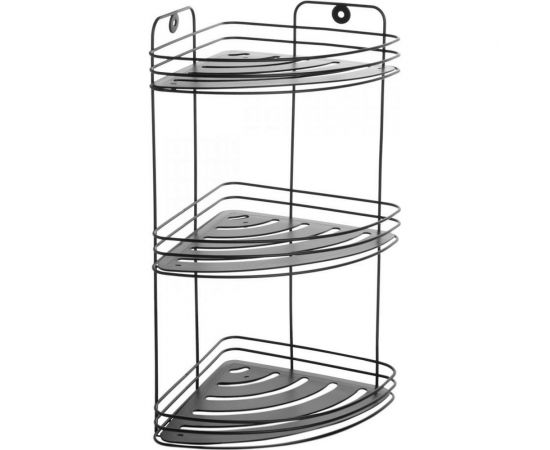 Полка для ванной комнаты Raindrops Black угловая, 3-х ярусная W7256-3 