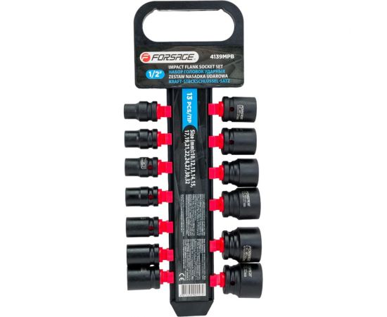 Набор головок ударных на пластиковом держателе 13 шт, 1/2 Forsage 50481 