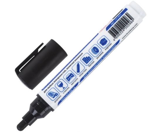 Лаковый маркер-краска BRAUBERG PRO PLUS EXTRA paint marker 6 мм, черный, нитро-основа 151451 – изображение 8