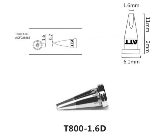 Паяльное жало T800-1.6D ATTEN 103561 – изображение 2