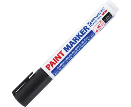 Лаковый маркер-краска BRAUBERG PRO PLUS EXTRA paint marker 6 мм, черный, нитро-основа 151451 – изображение 3