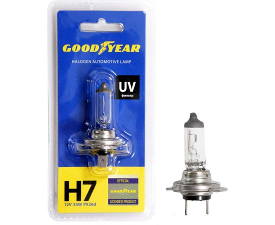 Автомобильная галогенная лампа Goodyear Н7 12V 55W PX26d блистер GY017121 