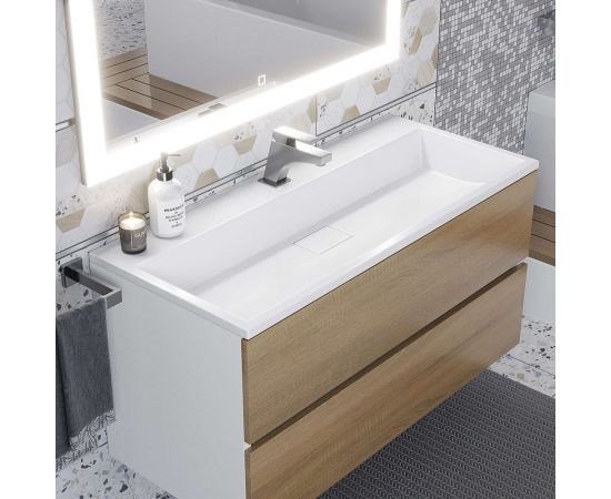 Раковина для ванной uperwood Barsa 100 см, полувстраиваемая, прямоугольная 293020531 – изображение 2