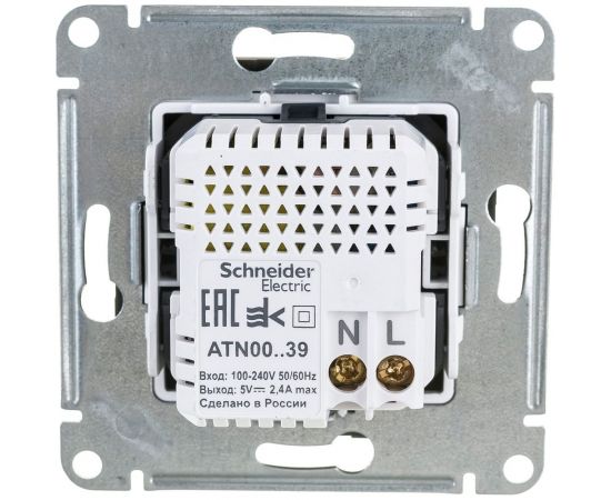 Розетка USB A+С Schneider Electric AtlasDesign Карбон 5В/2,4А, 2х5В/1,2 А ATN001039 – изображение 4