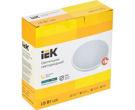 Светильник IEK LED ДПБ 3003 18Вт, IP54, 4000K, круг, белый LDPB0-3003-18-4000-K01 – изображение 3