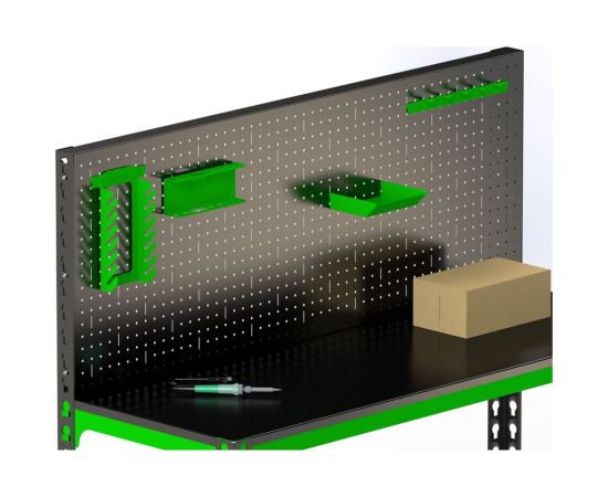 Металлический стол Metalex 750x1200x500 + перфопанель с комплектом аксессуаров MMPRIA751250 – изображение 3