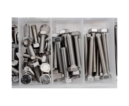 Набор болтов, шайб и гаек из нержавеющей стали KREPFIELD М6, 268 предметов в кейсе Набор07метрика268 – изображение 9