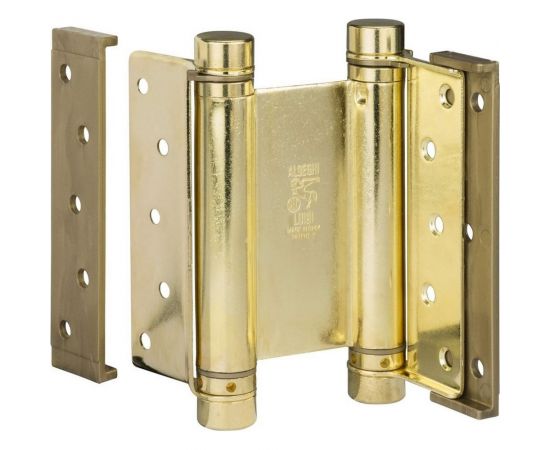 Барная пружинная петля двойного действия ALDEGHI LUIGI SPA 148х50х42 мм, цвет: латунь, к-т: 2 шт + ключ с декоративными шурупами 101AO150B 