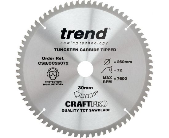 Пильный диск 260 мм 72 зуба TREND CSB/CC26072 