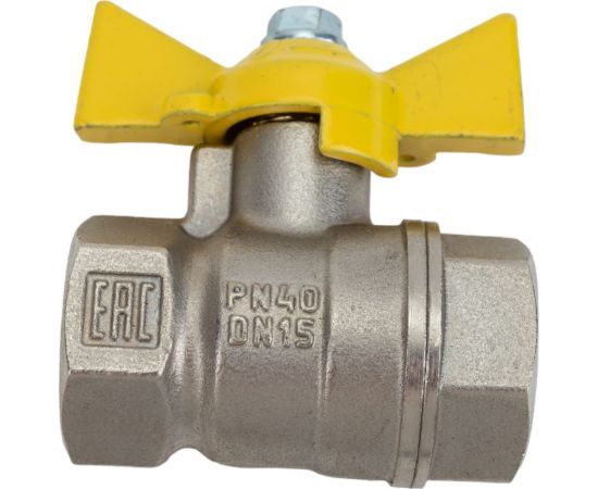 Шаровой кран для газа VALFEX 1/2"" ВР/ВР бабочка, латунный никелированный 11Б27фтМ VF.277.NB3.012.Bir 