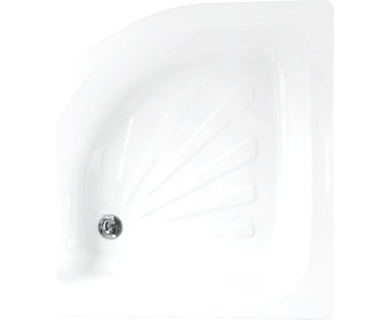 Стальной поддон Loranto полукруглый 80x80x15 толщина стенок 0,9 мм, отверстие для слива 5 см 77022 