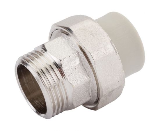 Муфта комбинированная RTP разъемная, американка, наружная резьба, D20х3/4 мм, серая 15807 