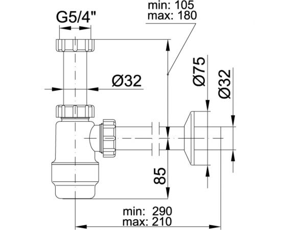 Сифон для раковины STYRON без водослива, с трубой D32 мм STY-533-2 – изображение 2