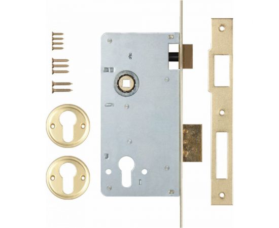 Корпус врезного замка с защёлкой KALE KILIT 152/R (60 мм) w/b латунь 1099 – изображение 2