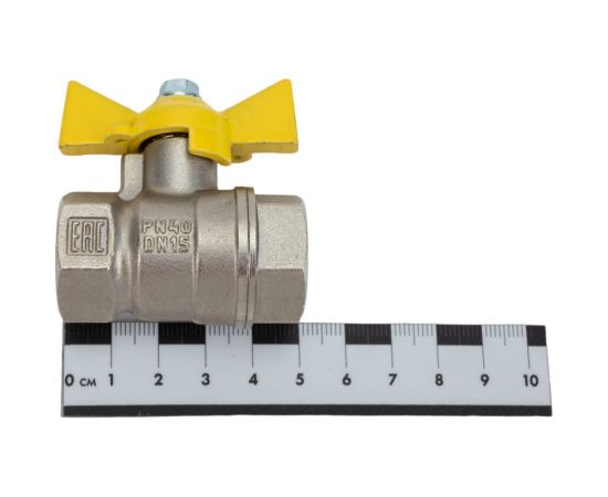 Шаровой кран для газа VALFEX 1/2"" ВР/ВР бабочка, латунный никелированный 11Б27фтМ VF.277.NB3.012.Bir – изображение 2