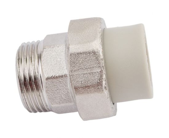 Муфта комбинированная RTP разъемная, американка, наружная резьба, D20х3/4 мм, серая 15807 – изображение 2