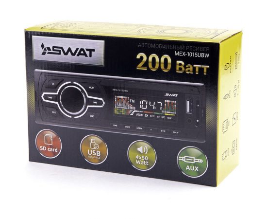 Медиа-ресивер SWAT 1 din, 4x50 Вт, BT, MP3, USB, SD, белые кнопки MEX-1015UBW – изображение 3