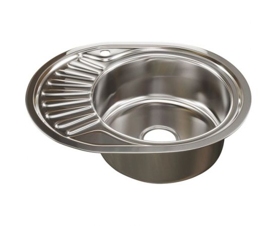 Мойка mixline овальная, 45х57х18 см, 0.8, правый выпуск 3 1/2, с сифоном 533710 