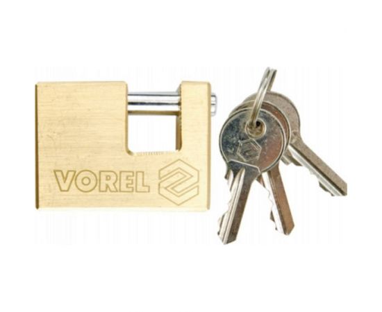 Стержневой навесной замок латунный VOREL 90 мм 77213 