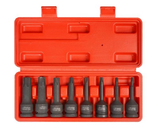 Набор головок ударных внешний TORX 8 шт, Т30-Т80, 78 мм, 1/2"", пластиковый кейс Airline ATAS050 