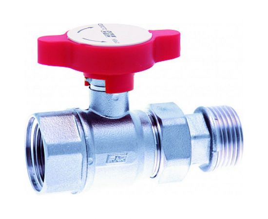 Шаровой кран FARс американкой, хром, 1"", красная ручка FS 3052 1R 