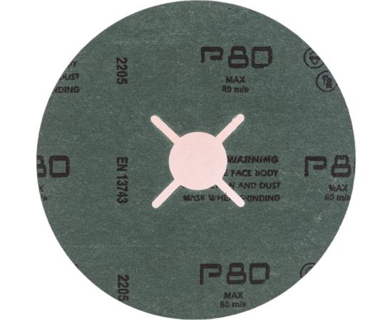 Фибровый шлифовальный круг CR5229 125x22 мм, керамика, P80, 10 шт Interflex 3024802501-10 – изображение 3