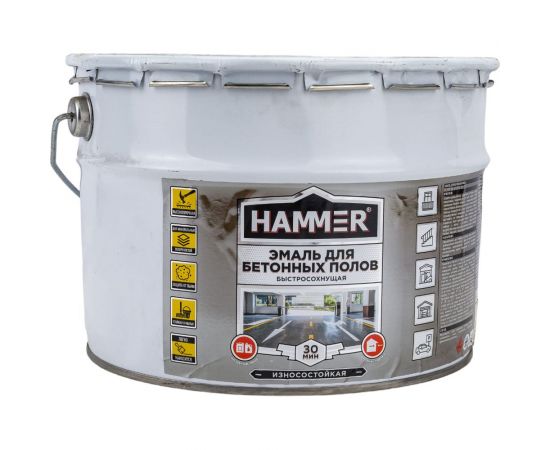 Эмаль акриловая для бетонных полов Hammer серая 10 кг ЭК000141562 