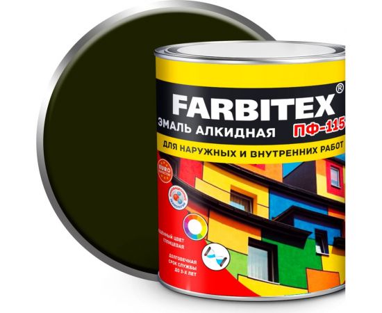 Алкидная эмаль FARBITEX ПФ-115 (хаки; 2.7 кг) 4300001722 