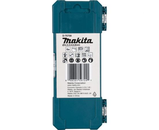 Набор сверл (6 шт.; 2,3,4,5,6,8 мм; HSS-Co) Makita D-75758 – изображение 2